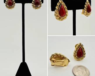 Dior gold tone teardrop clip earrings