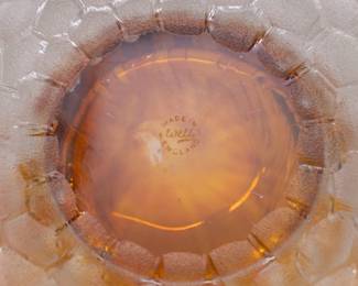 Closeup of the Art Nouveau cameo glass amber tulip vase made by English glassmakers Thomas Webb & Sons