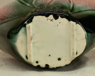 Base of the Hull Pottery leaves and berries planter basket