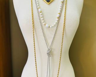 Costume jewelry necklaces from Monet, Jomaz, Trifari, and Key Trifari