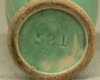 Base of the Brush-McCoy art deco green matte glaze leaf vase