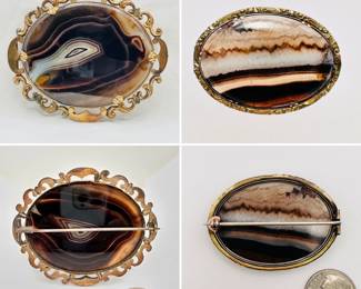 Antique 19th century agate brooches