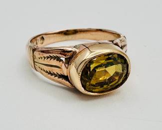 Another view of the 14k yellow gold and citrine ring
