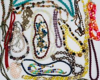 More vintage costume jewelry necklaces from choker length to 70's boho beads