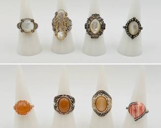 Fashion rings costume jewelry faux pearl, natural stones