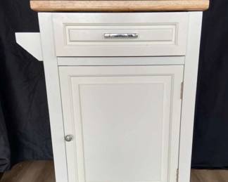 White Kitchen Cart With Natural Wood Top