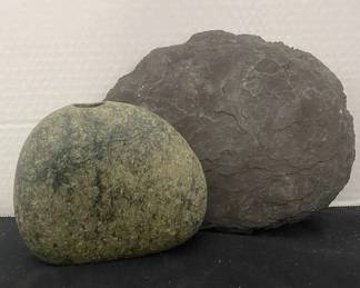 Stone Vase With Fossil