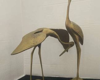 2 Mid Century Brass Cranes
