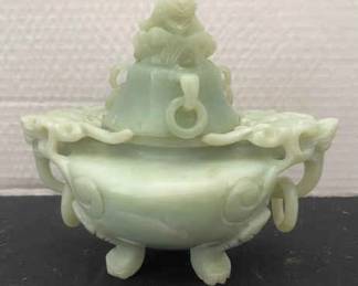 Antique Carved Jade Incense Burner