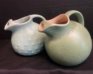 Rumrill Redwing Style Pitcher 547 With McCoy Hobbnail Teal Pitcher
