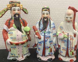 Vintage Porcelain FU LU SHOU Three Star Gods Figurines