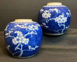 Blue And White Chinese Hawthorne Prunus Ginger Jars