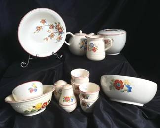 Antique Universal Potteries Garden Glory Pie Plate Pitcher Salt And Pepper Shakers Bowls And More