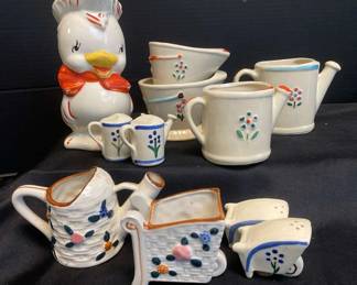 Shawnee Pottery Duck Pitcher With Watering Can Creamers Dishes And Salt Pepper Shakers