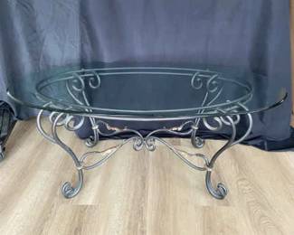 Oval Glass Metal Coffee Table