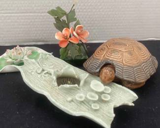 Small Jade Tree Ceramic Turtle Darrel Perfumo And Lily Candle Holder