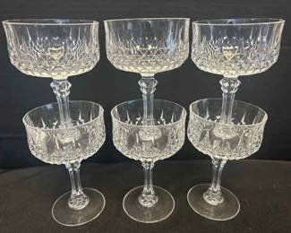 Set Of Six Crystal Vintage Champagne Glasses