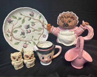 Hedgehog Teapot OCI BlackBerry Plate Owl SaltPepper Shakers More