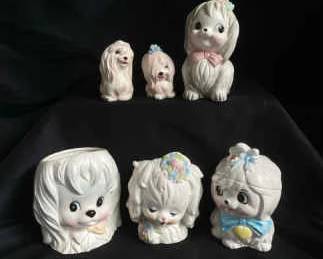 Lefton Vintage Puppy Dog Planter Napco White Puppy Head Vase Salt And Pepper Shakers And More