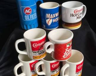 Collection Of Vintage Mugs Including Maxwell House GM Soft Batch Keebler And Carnation