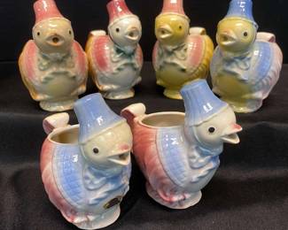 Five Royal Copley Spaulding Duck In Hat Creamers