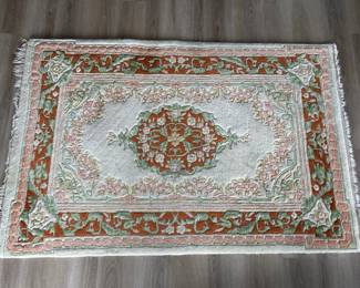 Orange And Green Plush 4x 6 Area Rug