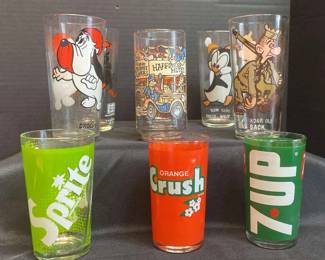 Vintage Collectible Cartoon Soda Glasses