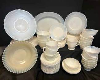 White Depression Glass Dining Set