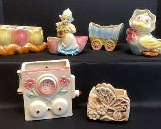 Vintage 1950s Shawnee Ceramics Planters Pocket Telephone Butterfly More