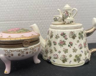 1950s Porcelain Trinket Box With Portmeirion Teapot