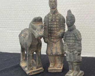 Chinese Terra Cotta Warrior Set Of Three