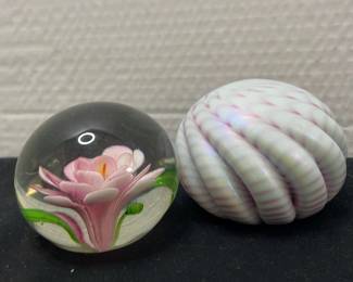 Two Glass Paperweights One Signed CBG