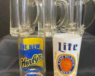 Collectible Herfys Seattle Worlds Fair Glass Miller Lite And Heavy Beer Mugs