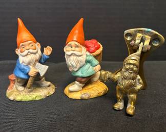 1979 Enesco Porcelain Gnomes And Irish Brass Company Gnome Door Knocker