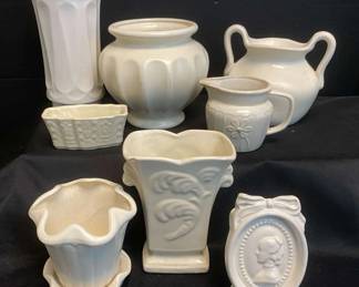 Neutral Toned Haeger Vase And 402 Florantine USA Vase With Planters
