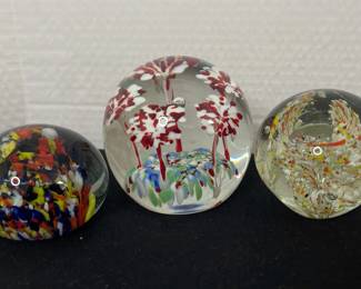 Three Glass Paperweights