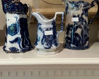 English Flow Blue Pitchers