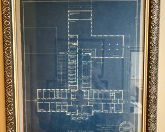Original 1937 Blueprint UAB Hospital 1st Floor Plan. Jefferson Towers