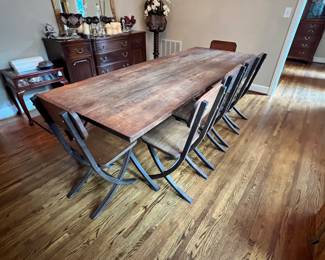 8 ft. Long Table With 8 ft. Bench and 6 Chairs