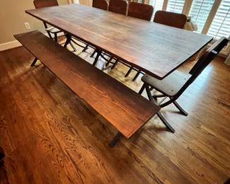 Custom Made Wood andiron Farm Table
