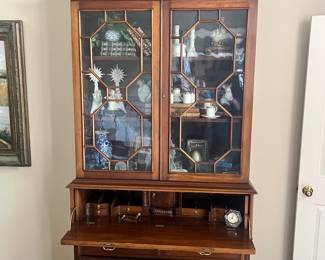 Mahogany Drop Front Bookcase Desk