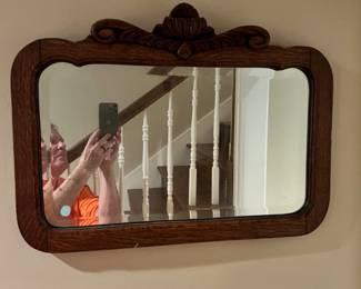 Antique American Oak Mirror