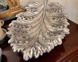 Large metal leaf dish