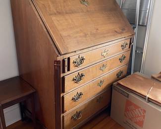 18th Century walnut Governor Winthrop desk with original brasses