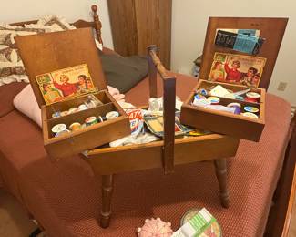 Sewing box swivel drawers