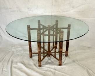 Bamboo Glass Top Table