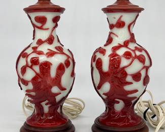 Pair of Peking Glass Lamps