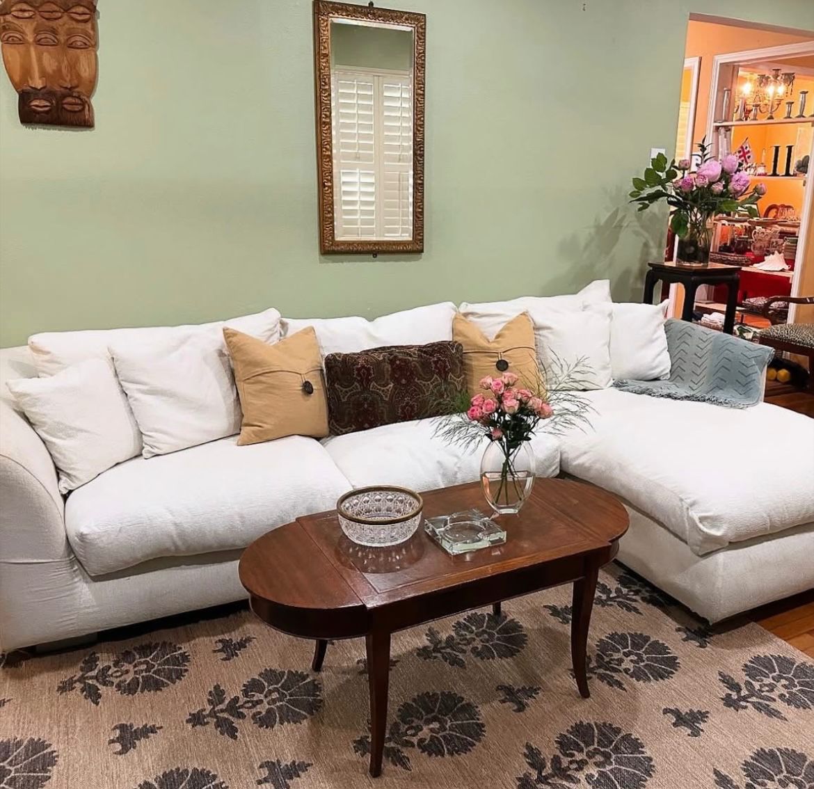 Stunning cotton slipcover sofa ( washable cover) made in Italy ( rug sold)