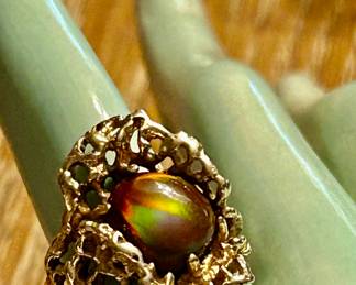 Fire Opal in gold ring