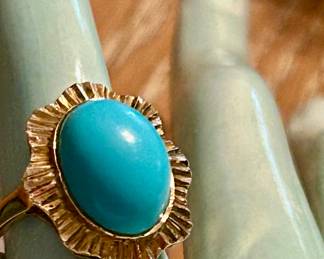 sleeping beauty turquoise and 14k gold ring